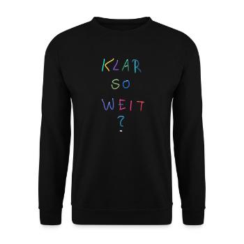 Klar So Weit? Bunter Schriftzug - Unisex Pullover - Schwarz - Vorne - Alina (178cm) & Michal (187cm)