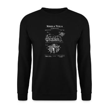 Steam Engine Blueprint - Unisex Sweatshirt - black - Front - Alina (178cm) & Michal (187cm)
