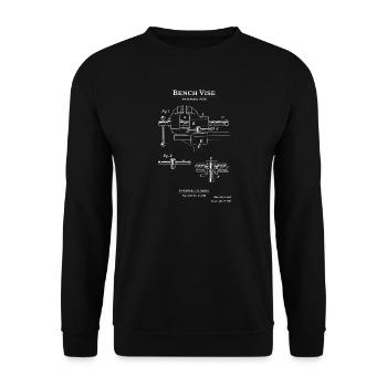 Croquis du brevet de l’étau d’établi à plans - Sweat-shirt Unisexe - noir - Devant - Alina (178cm) & Michal (187cm)