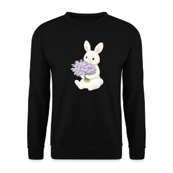 Bunny with lilac illustration - Unisex Sweatshirt - black - Front - Alina (178cm) & Michal (187cm)