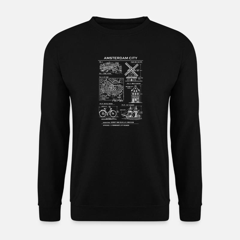 Blueprint Amsterdam City Map - Unisex Sweatshirt - black