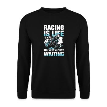 La course, c’est la vie, passion moto Sport automobile - Sweat-shirt Unisexe - noir - Devant - Alina (178cm) & Michal (187cm)