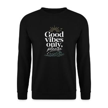 Gute Vibes Nur Bitte – Sonne & Meer - Unisex Sweatshirt - black - Front - Alina (178cm) & Michal (187cm)