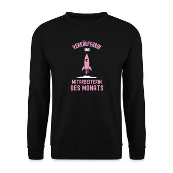 Beste Verkäuferin Mitarbeiterin des Monats Verkauf - Unisex Pullover - Schwarz - Vorne - Alina (178cm) & Michal (187cm)