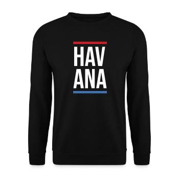 Havana Bold Mono mit rotblauen Streifen - Unisex Pullover - Schwarz - Vorne - Alina (178cm) & Michal (187cm)