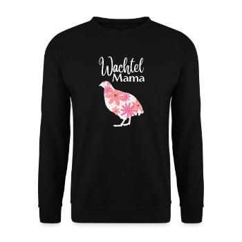Wachtel Mama | Florales Wachtel Design - Unisex Pullover - Schwarz - Vorne - Alina (178cm) & Michal (187cm)