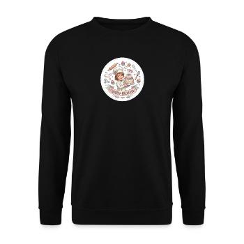 Hobbybäckerin mit Kuchenzauber - Unisex Pullover - Schwarz - Vorne - Alina (178cm) & Michal (187cm)