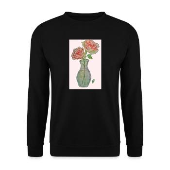 2 red pink roses - Unisex Sweatshirt - black - Front - Alina (178cm) & Michal (187cm)