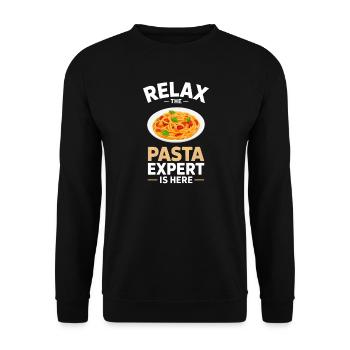 Pasta Nudeln Spaghetti Geschenk - Unisex Pullover - Schwarz - Vorne - Alina (178cm) & Michal (187cm)