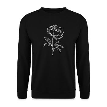 Monochrome Line Flower Sketch Design - Unisex Sweatshirt - black - Front - Alina (178cm) & Michal (187cm)