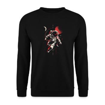 Astronaut im Weltraum – Cosmic Space Art - Unisex Pullover - Schwarz - Vorne - Alina (178cm) & Michal (187cm)