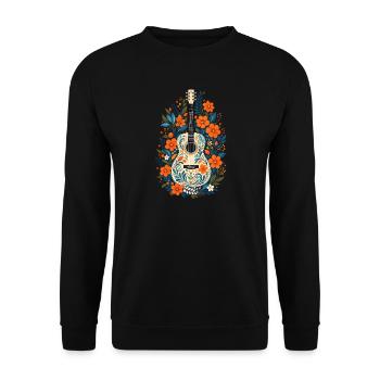 Florale Gitarre Wildblumen Musikliebhaber Blumenkunst Blumenkunst - Unisex Pullover - Schwarz - Vorne - Alina (178cm) & Michal (187cm)