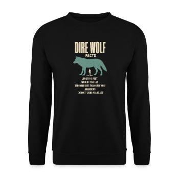 Dire Wolf Fakten Eiszeit Größenvergleich Tafel - Unisex Pullover - Schwarz - Vorne - Alina (178cm) & Michal (187cm)