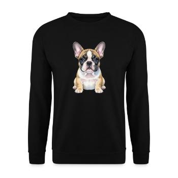 Französische Bulldogge Welpe Hundeshirt Geschenk - Unisex Pullover - Schwarz - Vorne - Alina (178cm) & Michal (187cm)