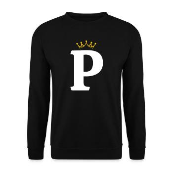 P Buchstabe Monogramm Design - Unisex Pullover - Schwarz - Vorne - Alina (178cm) & Michal (187cm)