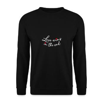 Die Liebe gewinnt am Ende - Unisex Pullover - Schwarz - Vorne - Alina (178cm) & Michal (187cm)