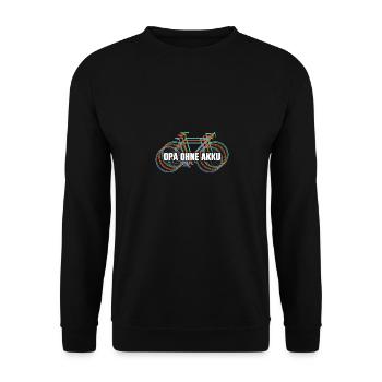 Opa und Oma biken ohne Akku ohne Motor - Unisex Pullover - Schwarz - Vorne - Alina (178cm) & Michal (187cm)