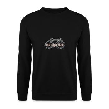 Opa und Oma biken ohne Akku ohne Motor - Unisex Pullover - Schwarz - Vorne - Alina (178cm) & Michal (187cm)