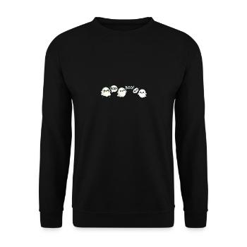 Halloween Kostüm Gespenster Boo - Unisex Pullover - Schwarz - Vorne - Alina (178cm) & Michal (187cm)