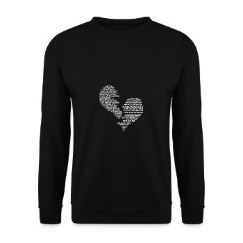 Gebrochenes Herz In Beziehungen Geschenk - Unisex Pullover - Schwarz - Vorne - Alina (178cm) & Michal (187cm)