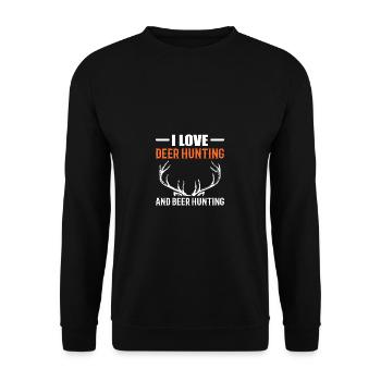 Cadeau chasseur de cerfs de chasse à la bière - Sweat-shirt Unisexe - noir - Devant - Alina (178cm) & Michal (187cm)
