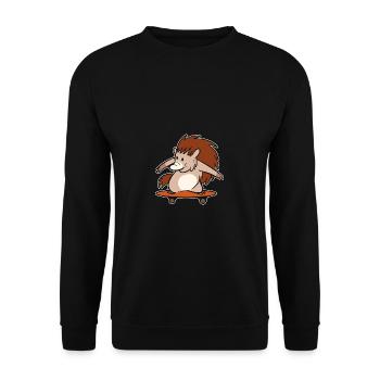 Igel Skaten Wasserskater Geschenk - Unisex Pullover - Schwarz - Vorne - Alina (178cm) & Michal (187cm)