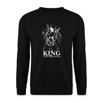 Doberman Roi de tout chien disant Wilsigns - Sweat-shirt Unisexe - noir - Devant - Alina (178cm) & Michal (187cm)