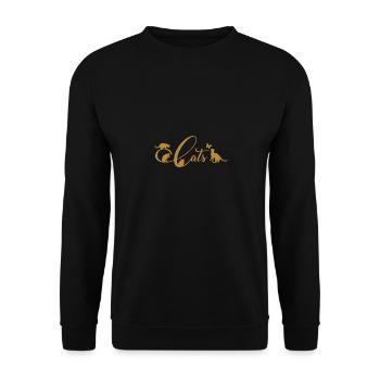 muntere Kätzchen turnen auf dekorativer Schrift - Unisex Pullover - Schwarz - Vorne - Alina (178cm) & Michal (187cm)