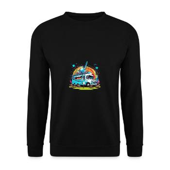 Camper, Nature, Freedom, Rocket, Colorful, Gift - Unisex Sweatshirt - black - Front - Alina (178cm) & Michal (187cm)