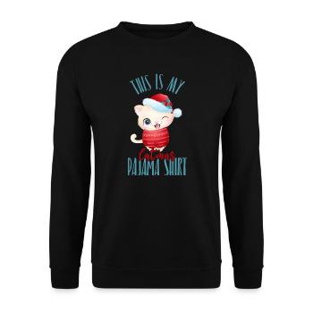 This is my Cat Christmas Payama - Unisex Pullover - Schwarz - Vorne - Alina (178cm) & Michal (187cm)
