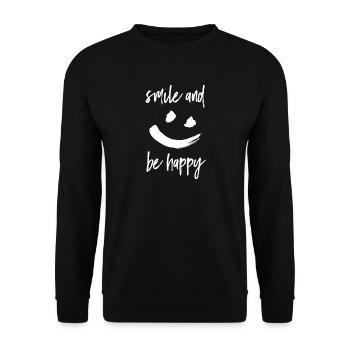 Smile and be happy - Unisex Sweatshirt - black - Front - Alina (178cm) & Michal (187cm)