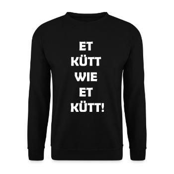 Kölsche Sprüche ET KÜTT WIE ET KÜTT Köln - Unisex Pullover - Schwarz - Vorne - Alina (178cm) & Michal (187cm)