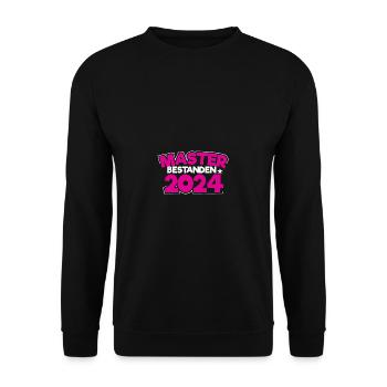 Master bestanden 2024 Masterabschluss Sponsion - Unisex Pullover - Schwarz - Vorne - Alina (178cm) & Michal (187cm)