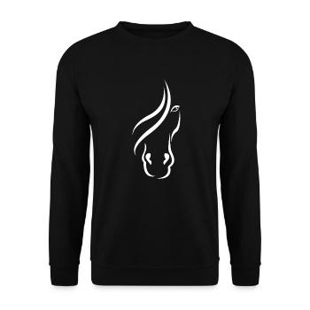Pferdekopf - Unisex Pullover - Schwarz - Vorne - Alina (178cm) & Michal (187cm)