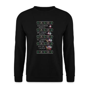 Weihnachten Humor Lustig Ein Glühwein Wichtel - Unisex Pullover - Schwarz - Vorne - Alina (178cm) & Michal (187cm)