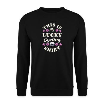 Chemise de cyclisme chanceux - Sweat-shirt Unisexe - noir - Devant - Alina (178cm) & Michal (187cm)