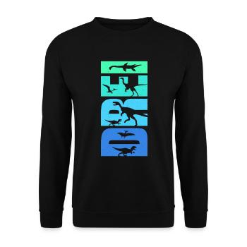 3. Geburtstag Dino Kinder 3 Jahre Dinosaurier - Unisex Pullover - Schwarz - Vorne - Alina (178cm) & Michal (187cm)