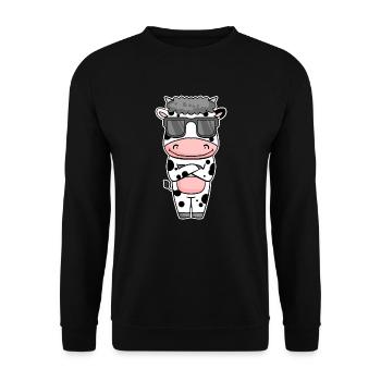 coole Kuh mit Sonnenbrille - Unisex Pullover - Schwarz - Vorne - Alina (178cm) & Michal (187cm)