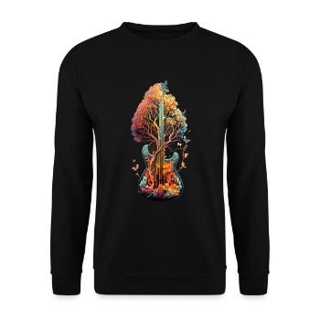 Geschenk Gitarre Splash Art Baum Gitarrist - Unisex Pullover - Schwarz - Vorne - Alina (178cm) & Michal (187cm)