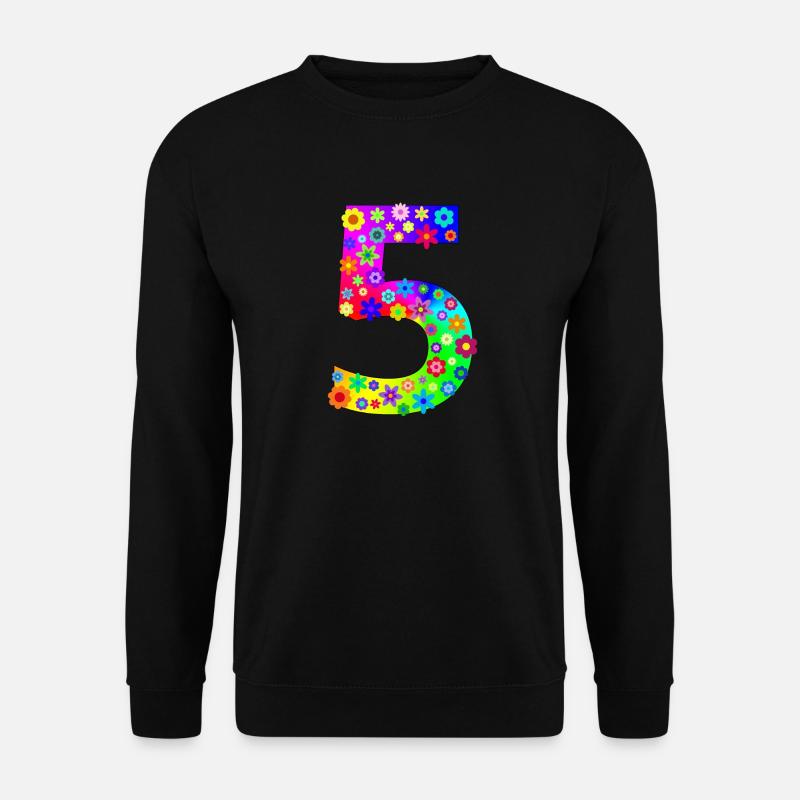 Blumen Zahl 5 - Unisex Pullover - Schwarz