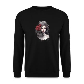 Gothic Rose Queen Illustration Graphic Beauty - Unisex Sweatshirt - black - Front - Alina (178cm) & Michal (187cm)