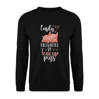 Teacup Cute Piglet Pig - Unisex Sweatshirt - black - Front - Alina (178cm) & Michal (187cm)