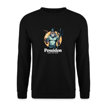 Poseidon brews Craft Coffee! - Unisex Sweatshirt - black - Front - Alina (178cm) & Michal (187cm)