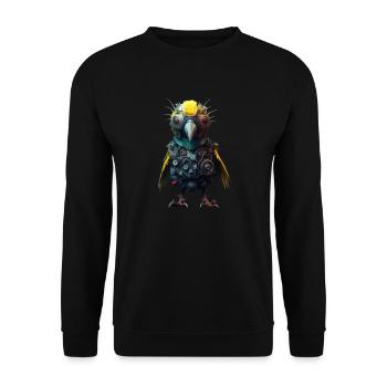 Cute Steampunk Bird - Unisex Sweatshirt - black - Front - Alina (178cm) & Michal (187cm)