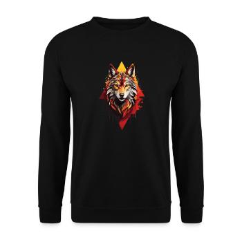 Wolf - Unisex Pullover - Schwarz - Vorne - Alina (178cm) & Michal (187cm)