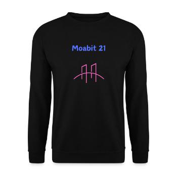 Moabit 21 Brücke, Kiez Liebe - Hood 21- Berlin - Unisex Pullover - Schwarz - Vorne - Alina (178cm) & Michal (187cm)