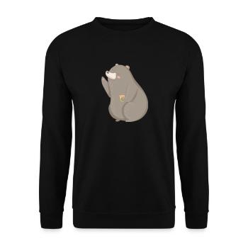 Bear Teddy Bear - Unisex Sweatshirt - black - Front - Alina (178cm) & Michal (187cm)