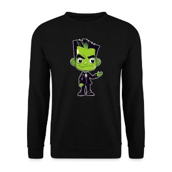Mignon monstre vert dans un costume élégant - Sweat-shirt Unisexe - noir - Devant - Alina (178cm) & Michal (187cm)