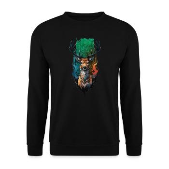 Mystical Deer Design: Enchanted Forest Inspiration - Unisex Sweatshirt - black - Front - Alina (178cm) & Michal (187cm)
