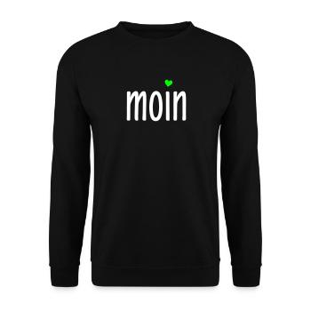 Moin Herz - norddeutscher Gruß - zweifarbig - Unisex Pullover - Schwarz - Vorne - Alina (178cm) & Michal (187cm)